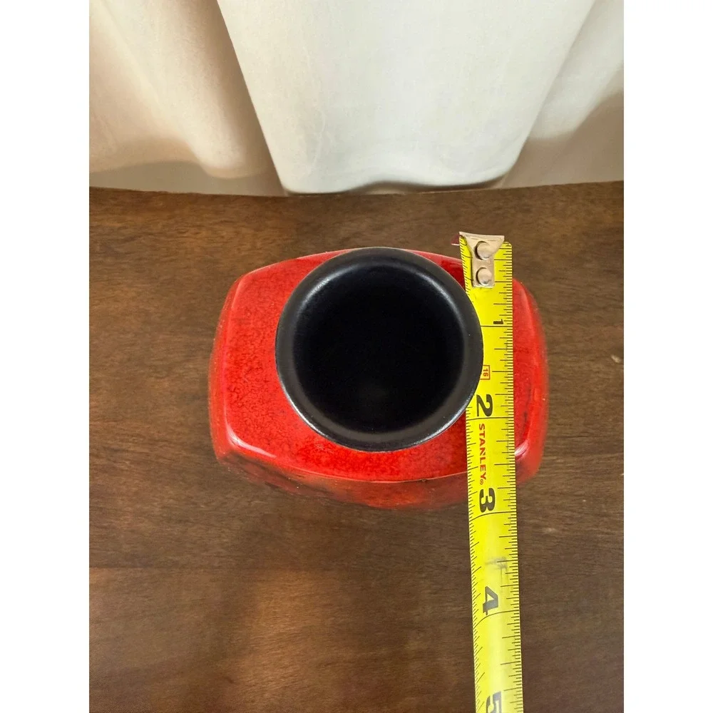 Gerda Heuckeroth Pottery Red Black Lava‎ Drop Glaze Vase 30004-20 Germany